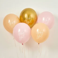 Ballonger Baby Girl Guld/Rosa