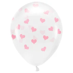 Ballonger Transparenta med Ljusrosa Hjärtan