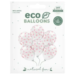 Ballonger Transparenta med Ljusrosa Hjärtan