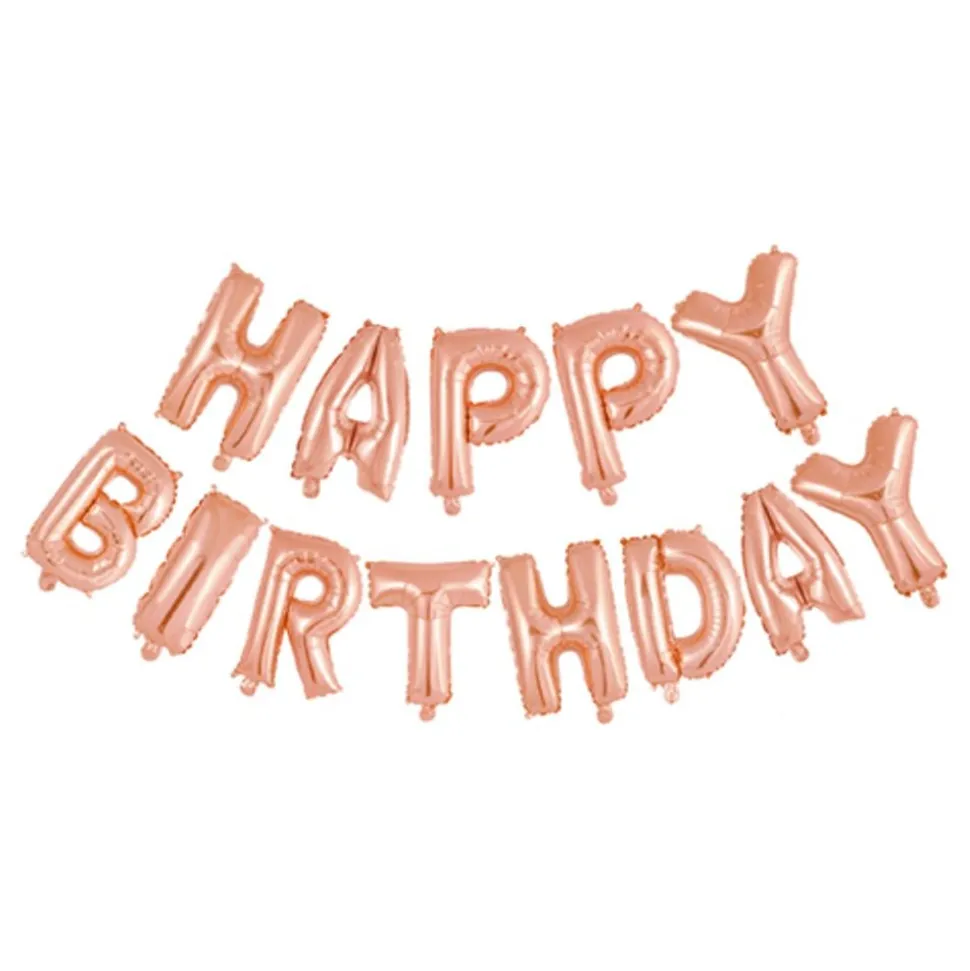 Ballonggirlang Happy Birthday Roséguld