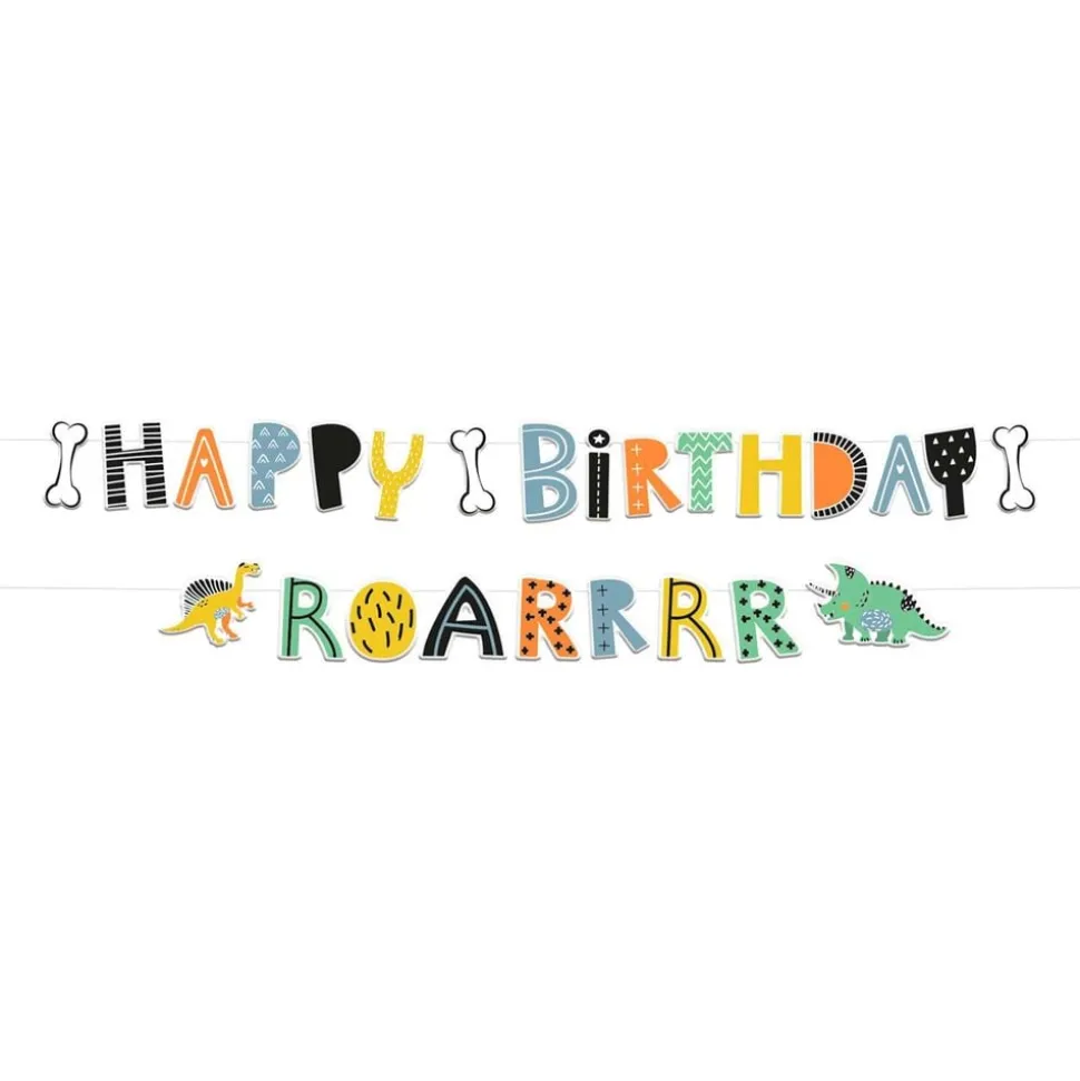 Bokstavsgirlang Happy Birthday Dino Roar