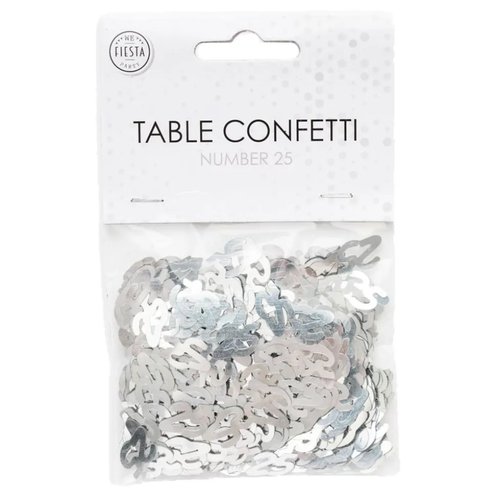 Bordskonfetti Siffra 25 Silver Metallic