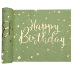 Bordslöpare Happy Birthday Grön/Guld