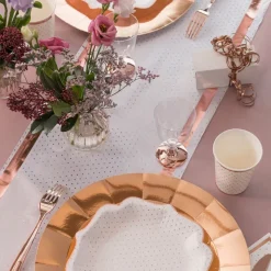 Bordslöpare Prickig Vit/Roséguld