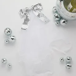 Brudslöja med Rosett Silver Holografisk