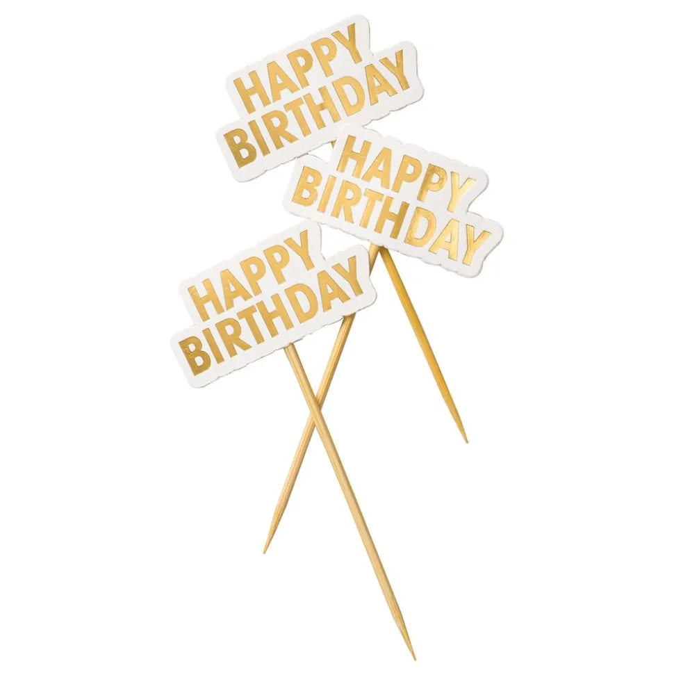 Cake Toppers Happy Birthday Guld