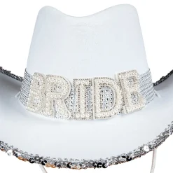 Cowboyhatt Bride Vit med Strass