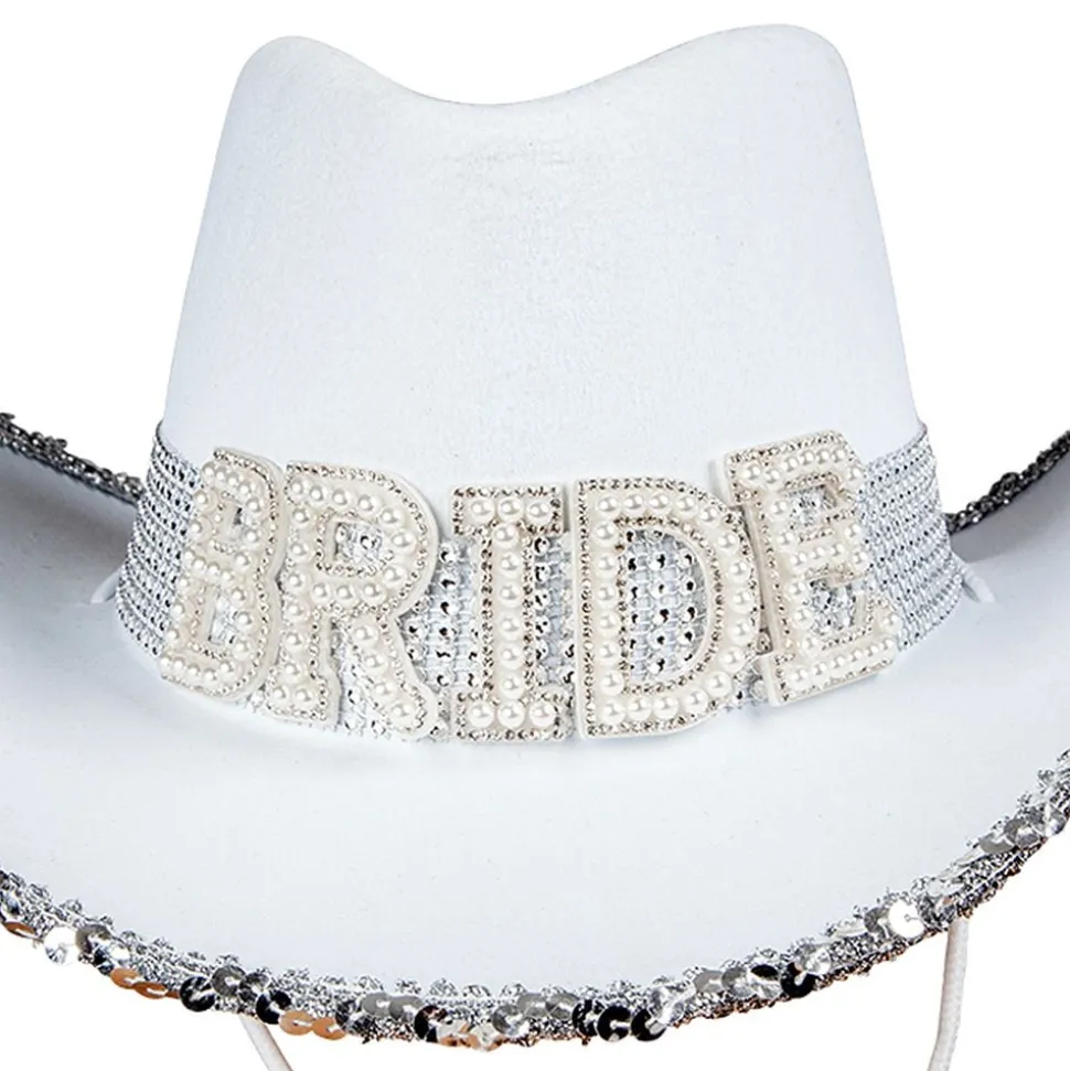 Cowboyhatt Bride Vit med Strass