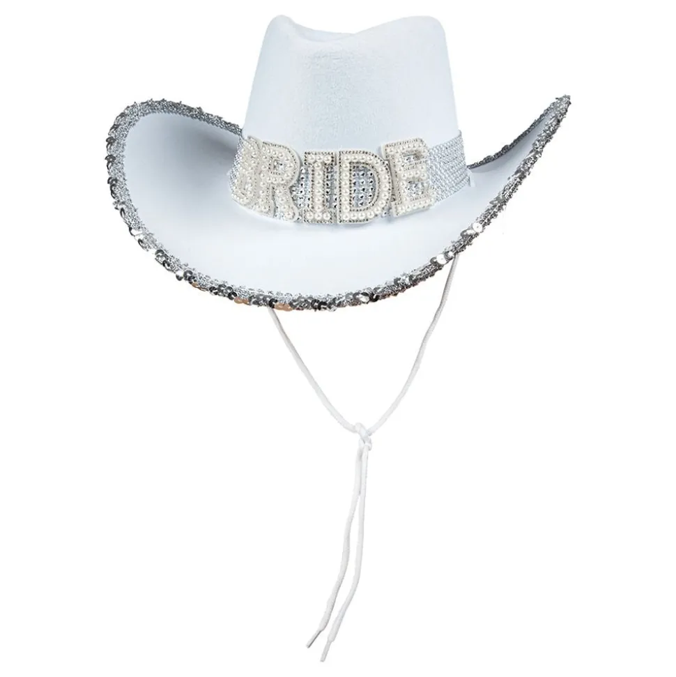 Cowboyhatt Bride Vit med Strass