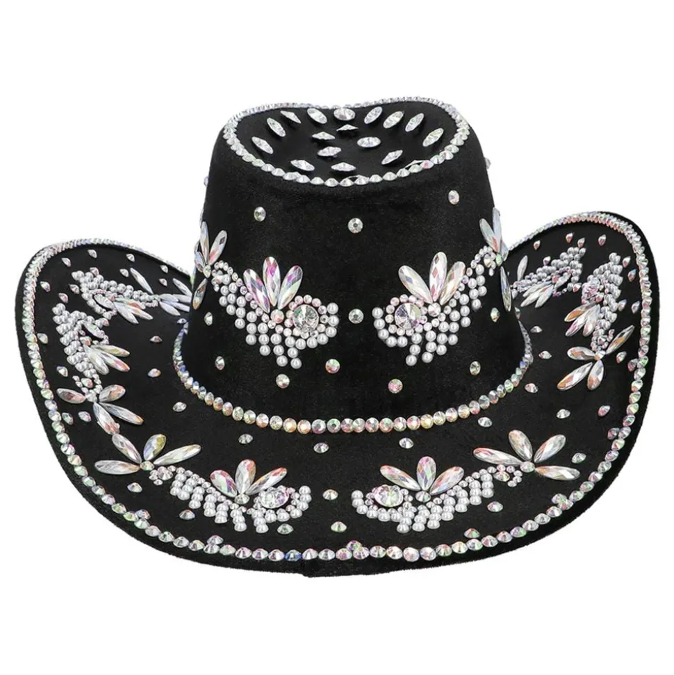 Cowboyhatt Crystal Svart