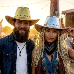 Cowboyhatt Guld med Sömmar