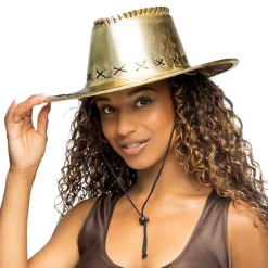 Cowboyhatt Guld med Sömmar