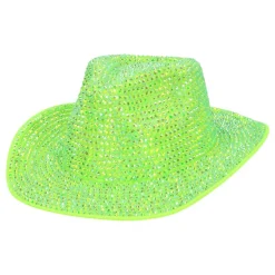 Cowboyhatt med Strass UV Neongrön