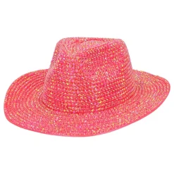 Cowboyhatt med Strass UV Neonrosa