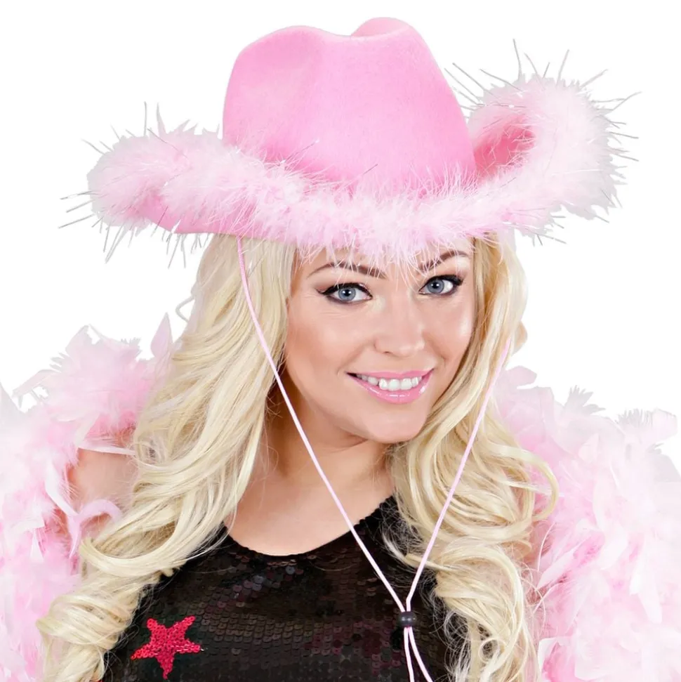 Cowboyhatt Rosa med Fluff