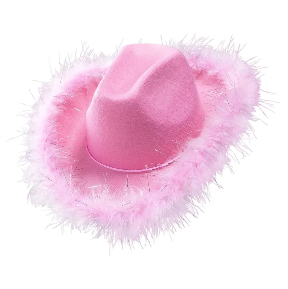 Cowboyhatt Rosa med Fluff