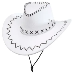 Cowboyhatt Vit med Stygn