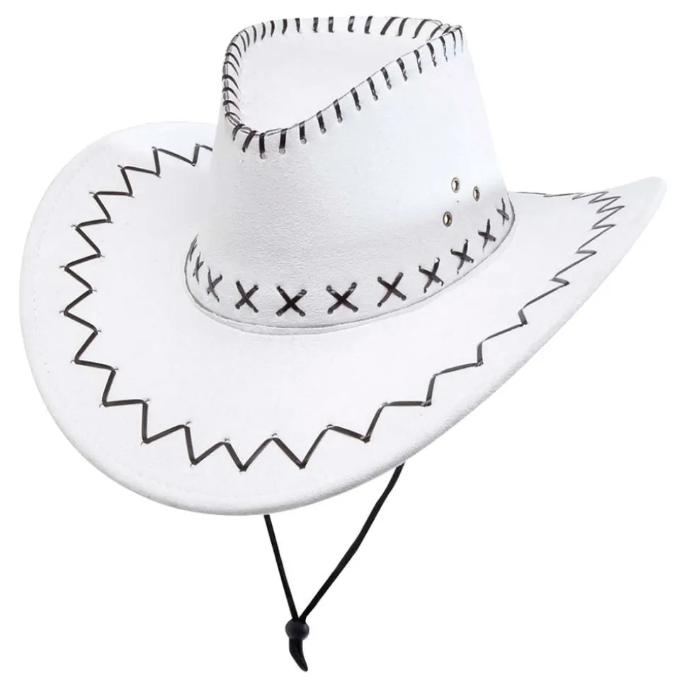 Cowboyhatt Vit med Stygn