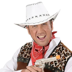 Cowboyhatt Vit med Stygn