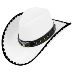 Cowboyhatt Vit med Tjur