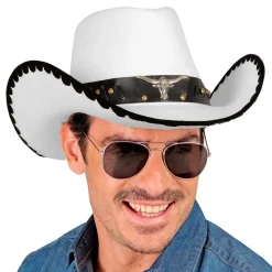 Cowboyhatt Vit med Tjur