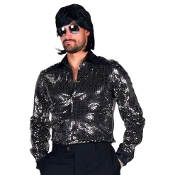 Disco Skjorta Herr Svart/Silver Deluxe