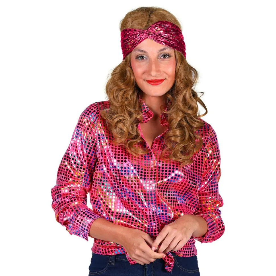 Disco Skjorta Dam Rosa Färgskimrande