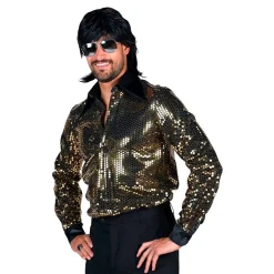 Disco Skjorta Herr Svart/Guld Deluxe