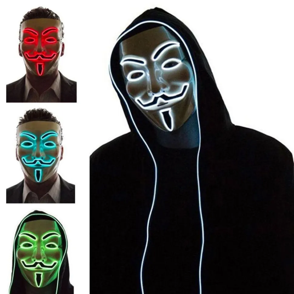 EL Wire V For Vendetta LED Mask