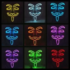 EL Wire V For Vendetta LED Mask