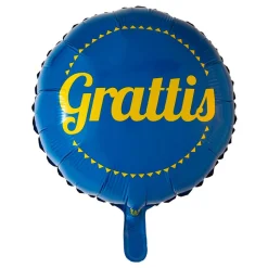 Folieballong Grattis Blå/Gul