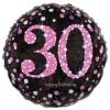 Folieballong 30 Happy Birthday Rosa Sparkling
