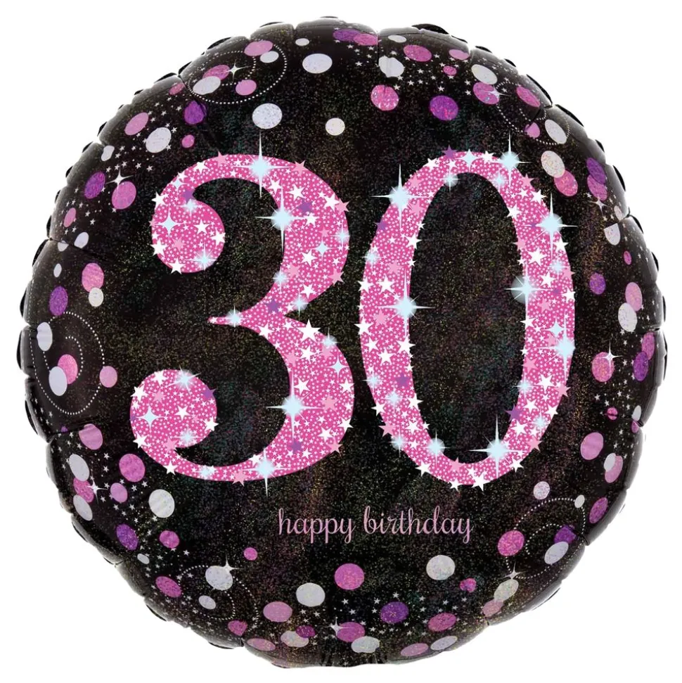 Folieballong 30 Happy Birthday Rosa Sparkling