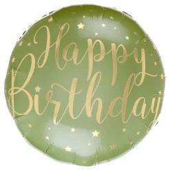 Folieballong Happy Birthday Grön/Guld