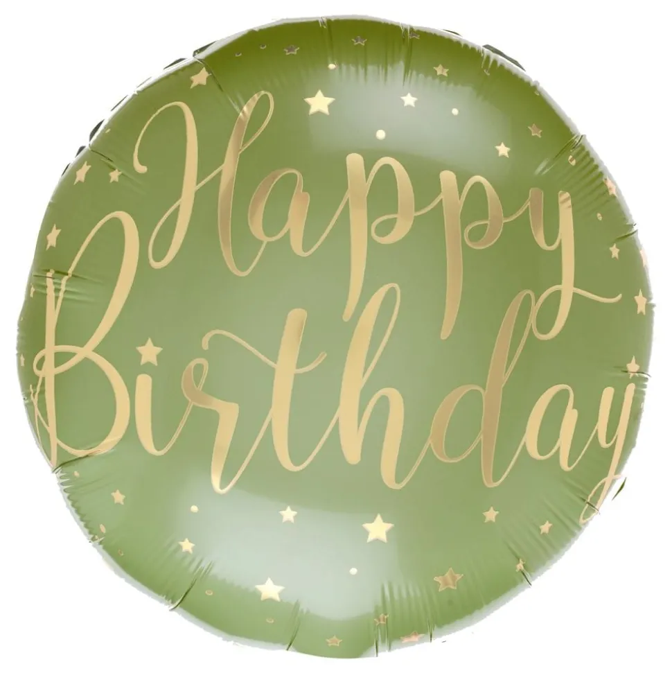 Folieballong Happy Birthday Grön/Guld