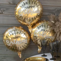 Folieballong Happy Birthday Guld