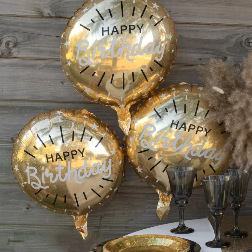 Folieballong Happy Birthday Guld