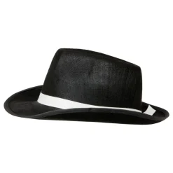 Gangsterhatt Svart med Vitt Band