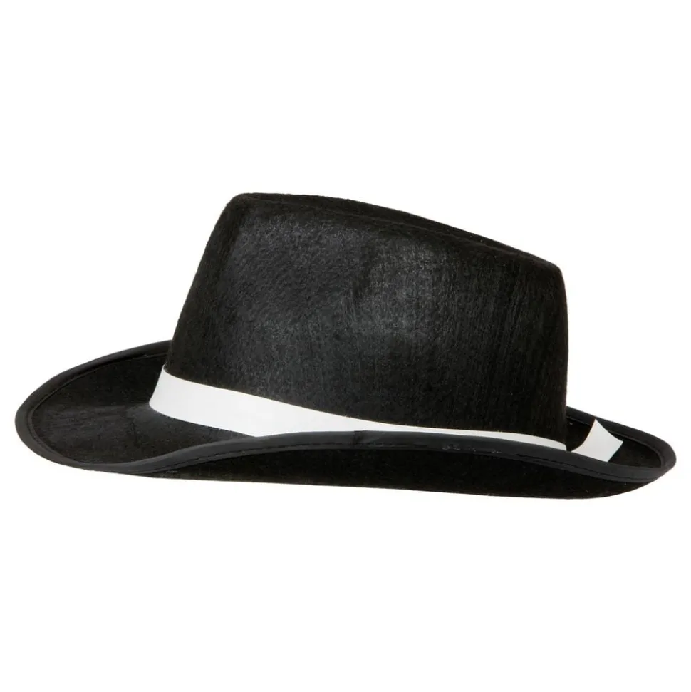 Gangsterhatt Svart med Vitt Band
