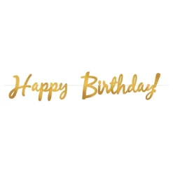 Girlang Happy Birthday Guld