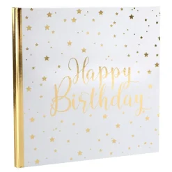 Gästbok Happy Birthday Vit/Guld