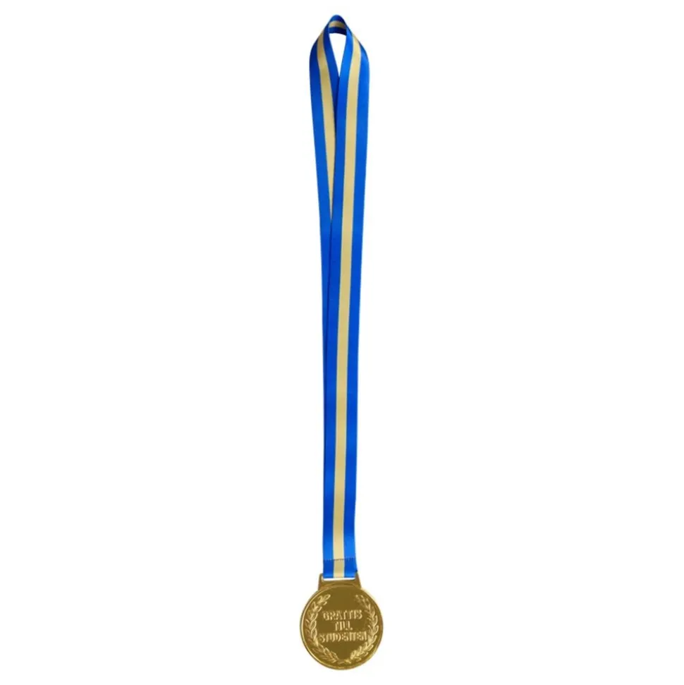 Guldmedalj Grattis Till Studenten med Blågult Band