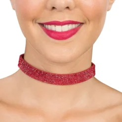 Halsband Choker med Strass Röd