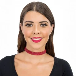Halsband Choker med Strass Röd