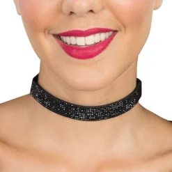 Halsband Choker med Strass Svart
