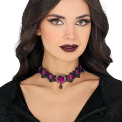 Halsband Choker Spets Lila/Svart