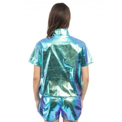 Jacka med Shorts Set Iridescent Blå