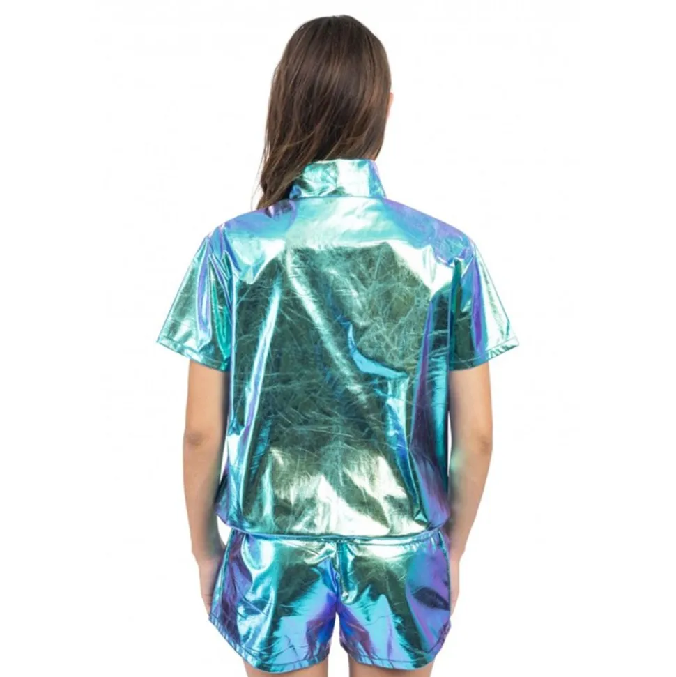 Jacka med Shorts Set Iridescent Blå