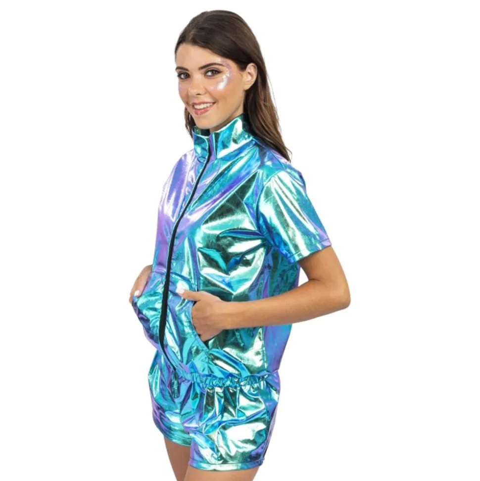 Jacka med Shorts Set Iridescent Blå