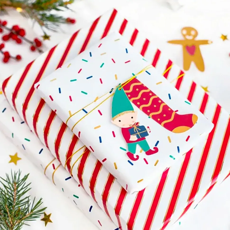 Juletiketter Julfigurer med Snöre